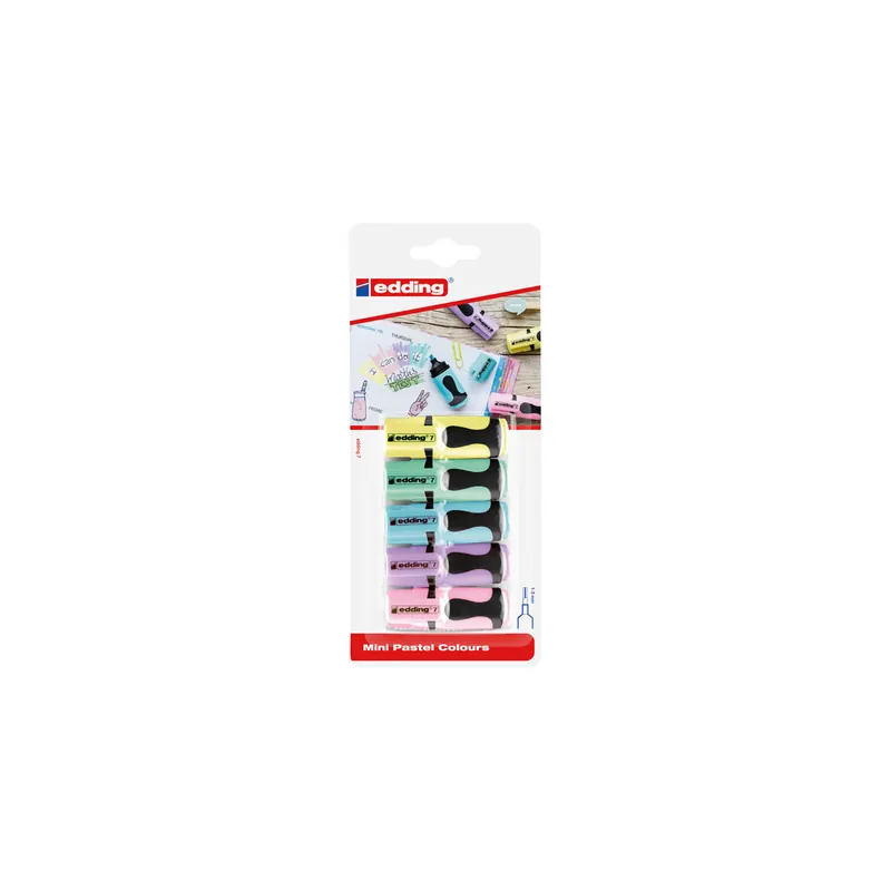 Textmarker edding 7 - farbig sortiert pastell (5) 1-3 mm Keilspitze permanent nicht nachfüllbar 5er-Set