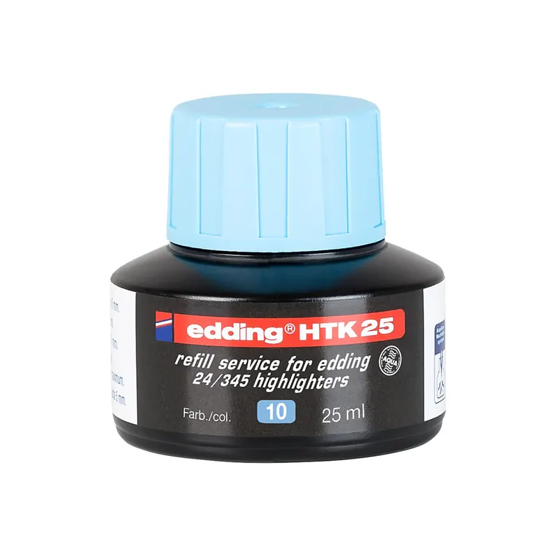 Textmarker Nachfülltinte edding HTK25 - neonblau für Mod. 345/24 permanent 25 ml