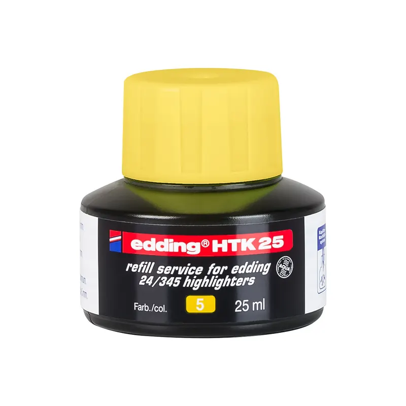 Textmarker Nachfülltinte edding HTK25 - neongelb für Mod. 345/24 permanent 25 ml