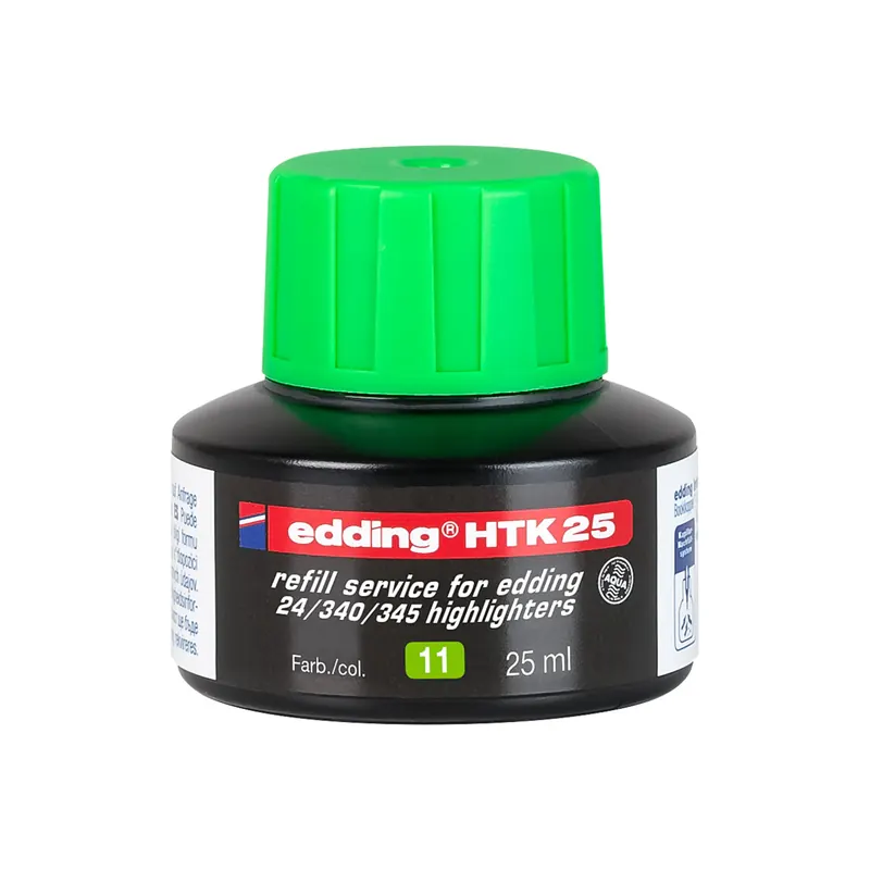 Textmarker Nachfülltinte edding HTK25 - neongrün für Mod. 345/24 permanent 25 ml