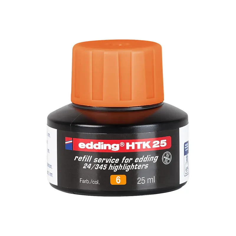 Textmarker Nachfülltinte edding HTK25 - neonorange für Mod. 345/24 permanent 25 ml