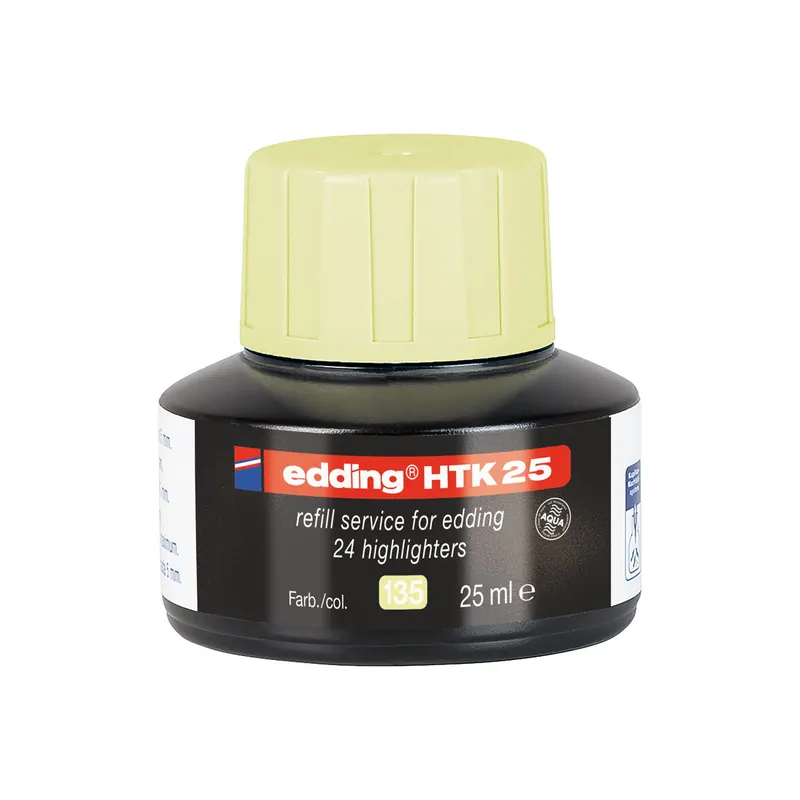 Textmarker Nachfülltinte Edding HTK25 - pastellgelb für Mod. 345/24 permanent 25 ml