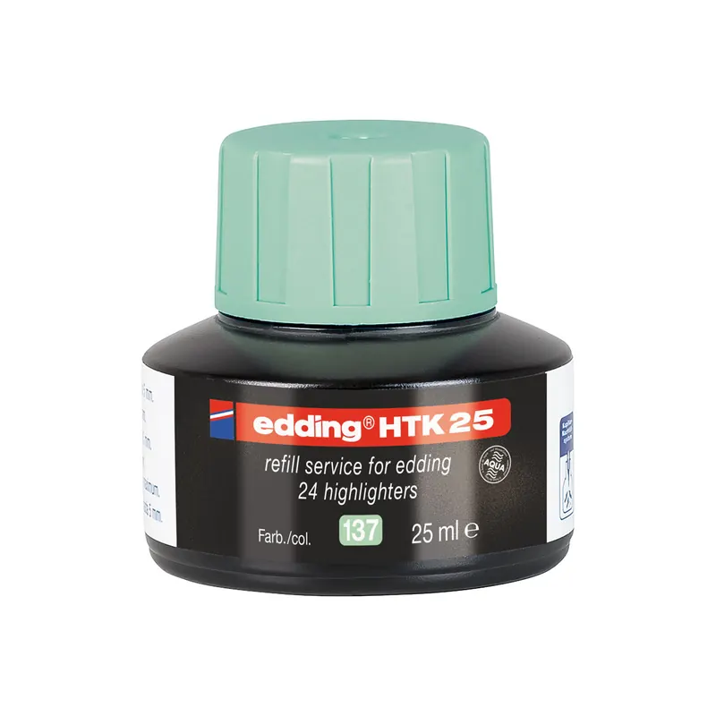 Textmarker Nachfülltinte Edding HTK25 - pastellgrün für Mod. 345/24 permanent 25 ml
