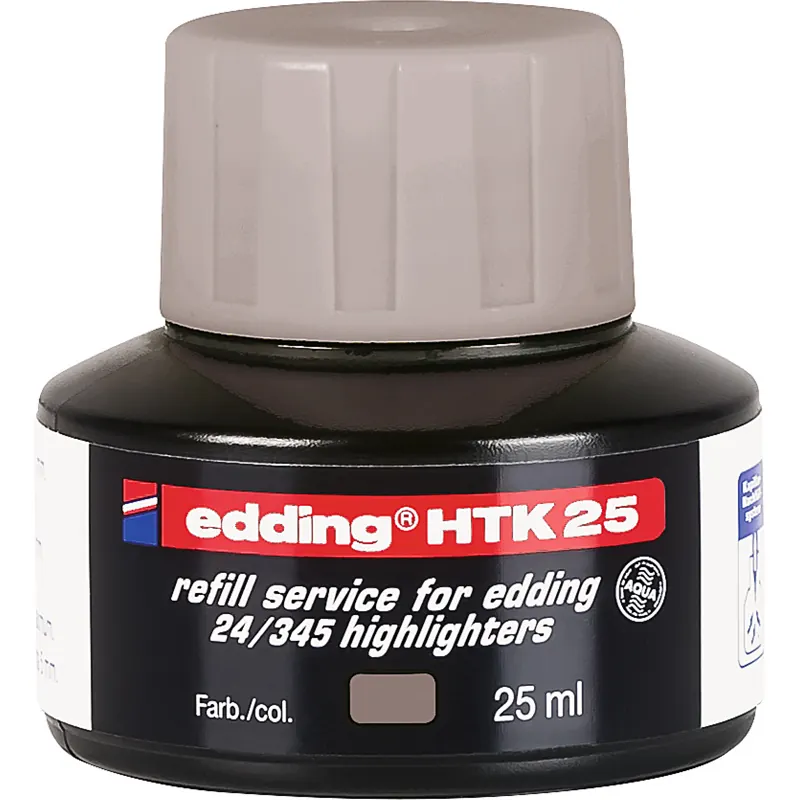 Textmarker Nachfülltinte edding HTK25 - silbergrau für Mod. 345/24 permanent 25 ml