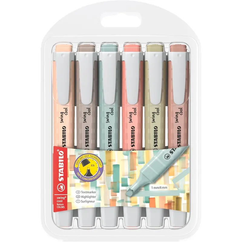 Textmarker - STABILO swing cool NatureCOLORS - 6er Pack - 6 Farben