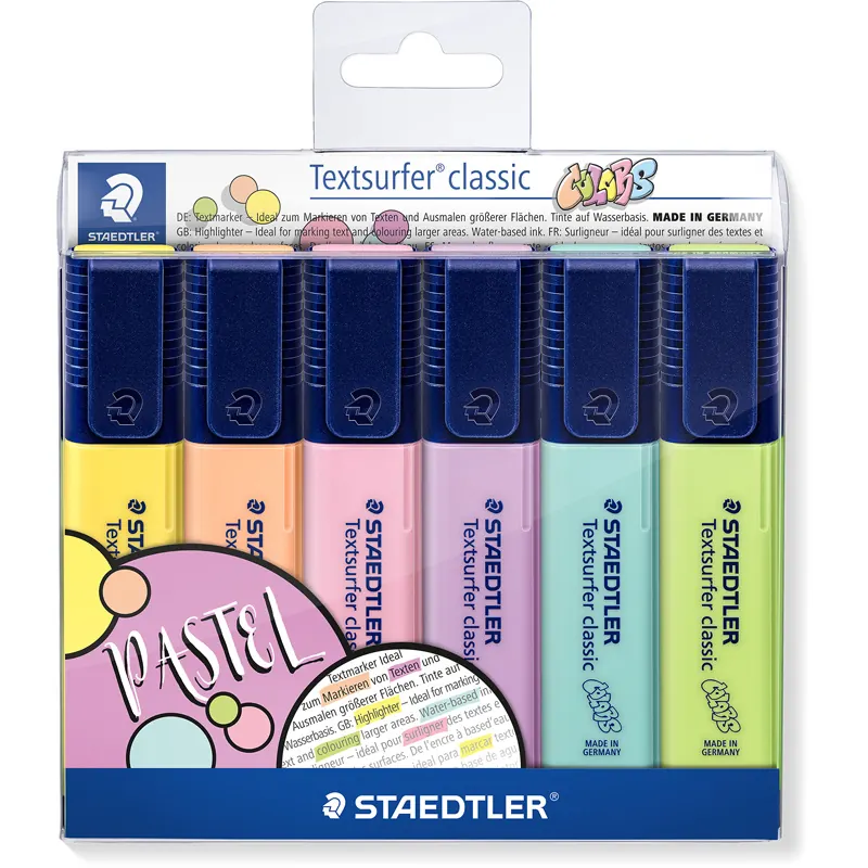 Textmarker Staedtler textsurfer classic 364CWP6 - farbig sortiert (6) 1-5 mm Keilspitze permanent nicht nachfüllbar 6er-Set