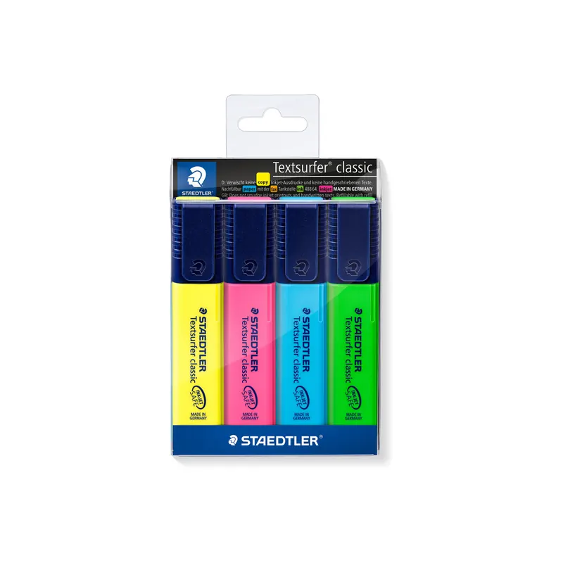 Textmarker Staedtler textsurfer classic 364WP4 - farbig sortiert (4c) 1-5 mm Keilspitze permanent nachfüllbar 4er-Set