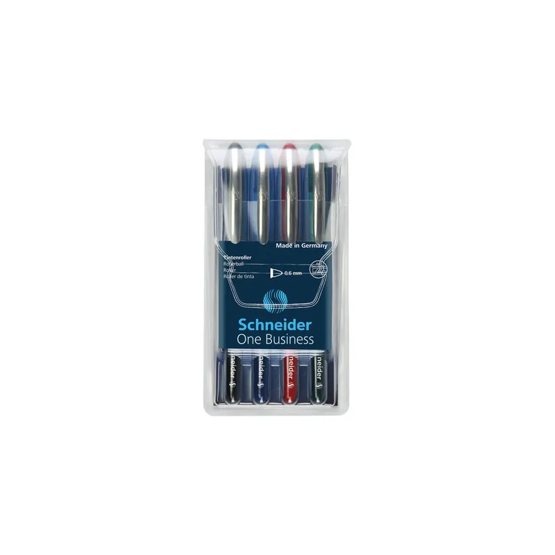Tintenroller Schneider One Business 183094 - dunkelblau/farbig sortiertes Gehäuse 0,6 mm Mine farbig sortiert Free Ink System 6er-Set
