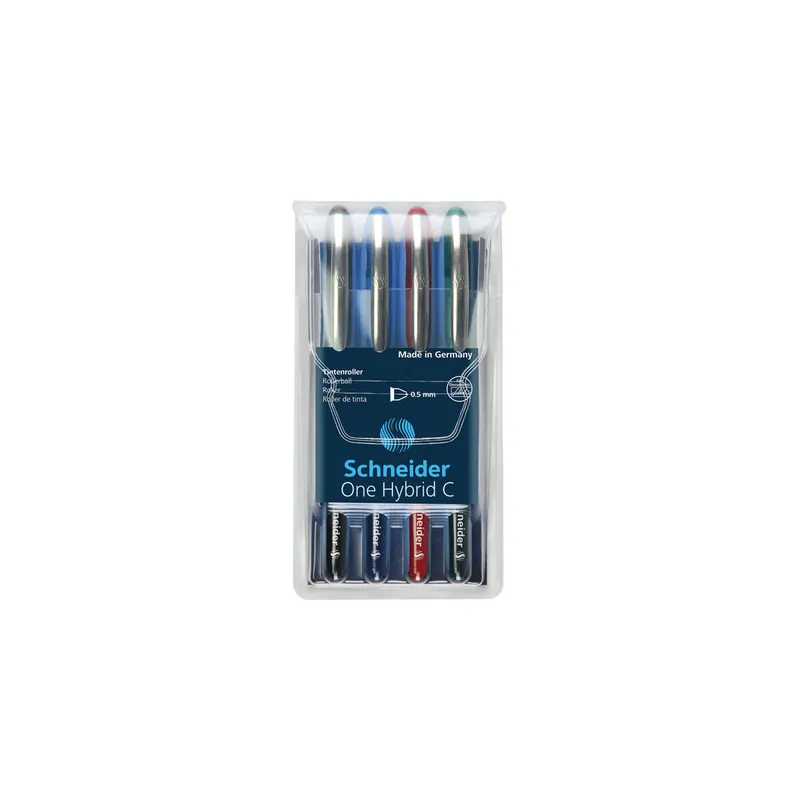 Tintenroller Schneider One Hybrid C 183294 - sortierte Gehäuse Mine M farbig sortiert Free Ink System 4er-Set