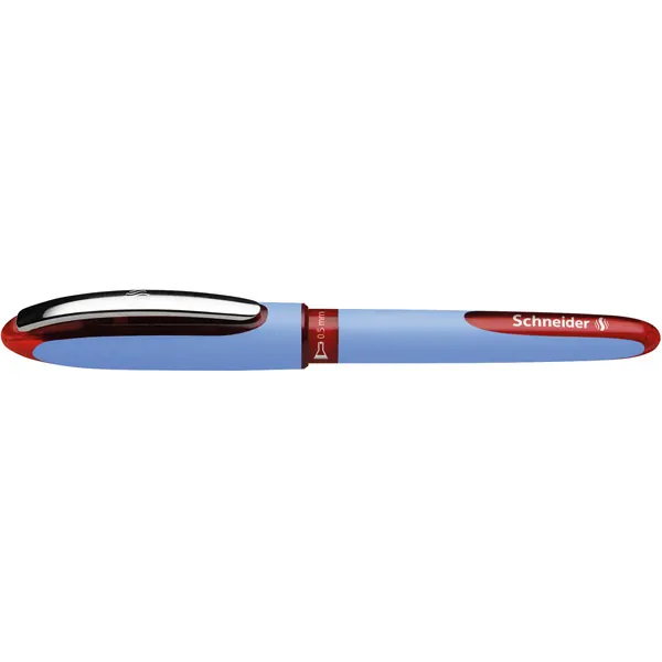 Tintenroller Schneider One Hybrid N 183502 - hellblau/rotes Gehäuse Mine M rot Free Ink System