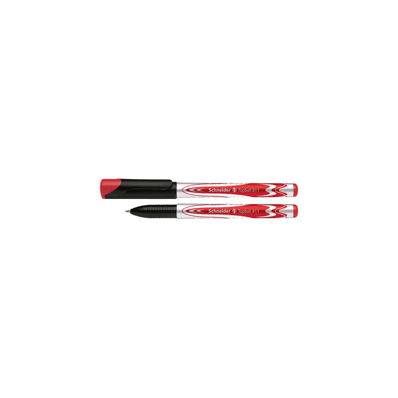 Tintenroller Schneider Topball 8112 - silber/schwarz/rotes Gehäuse 0,5 mm Mine rot 850