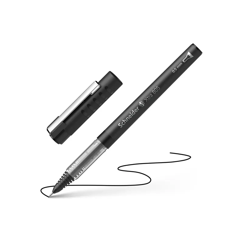 Tintenroller Schneider Xtra 8051 - schwarzes Gehäuse 0,5 mm Mine schwarz Free Ink System