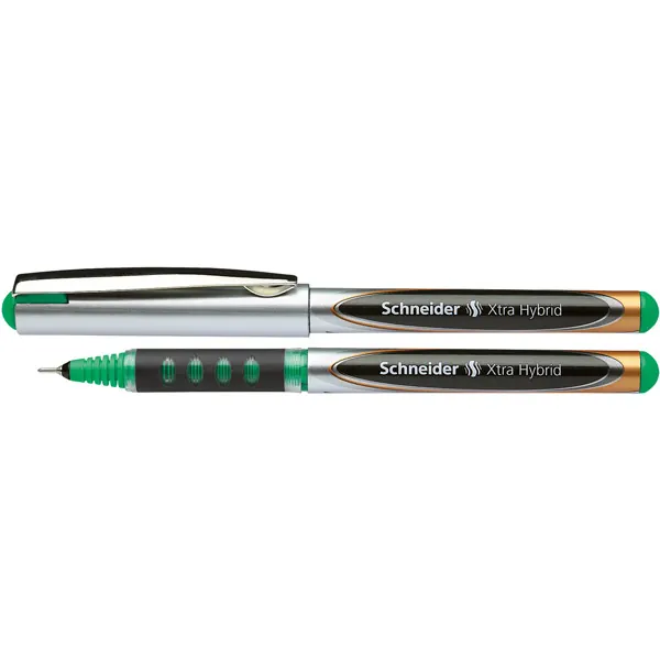 Tintenroller Schneider Xtra Hybrid 181704 - grün/silbernes Gehäuse 0,3 mm Mine grün
