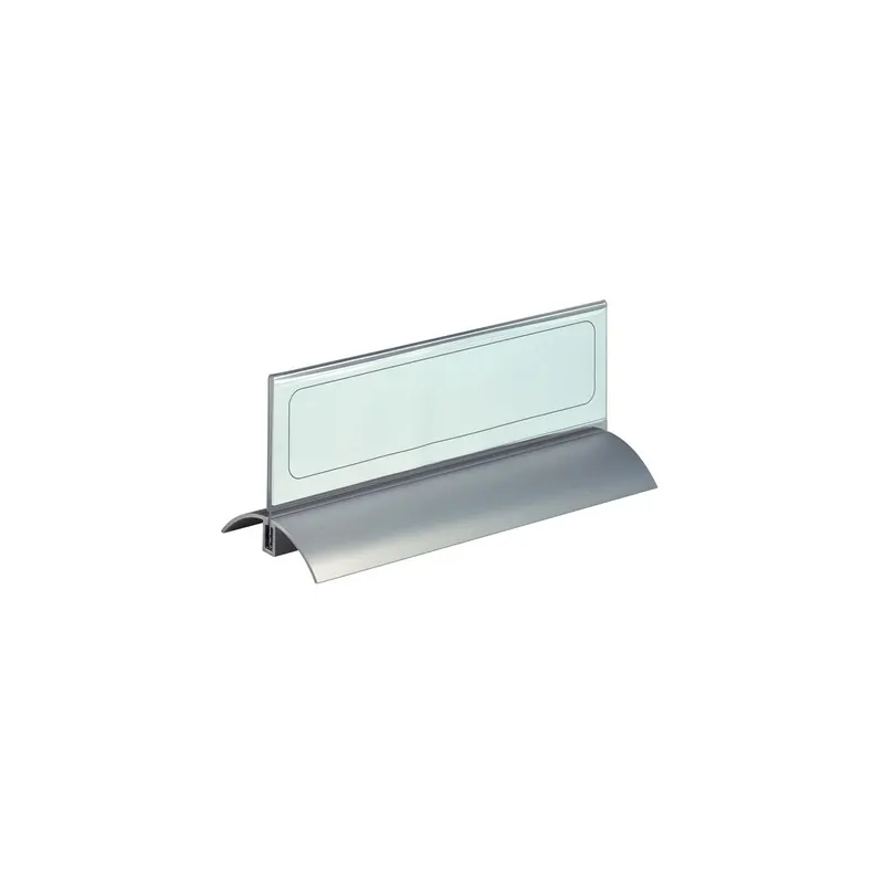 Tischnamensschild Durable 8202 - 61 x 210 mm transparent/silber mit Standfuß Acryl Pckg/2
