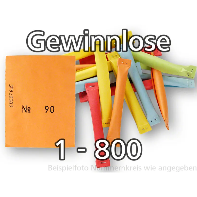 Tombola-Sicherheitslose, beidseitig verschlossen, bunt gemischt, Nummernsatz von 1-800