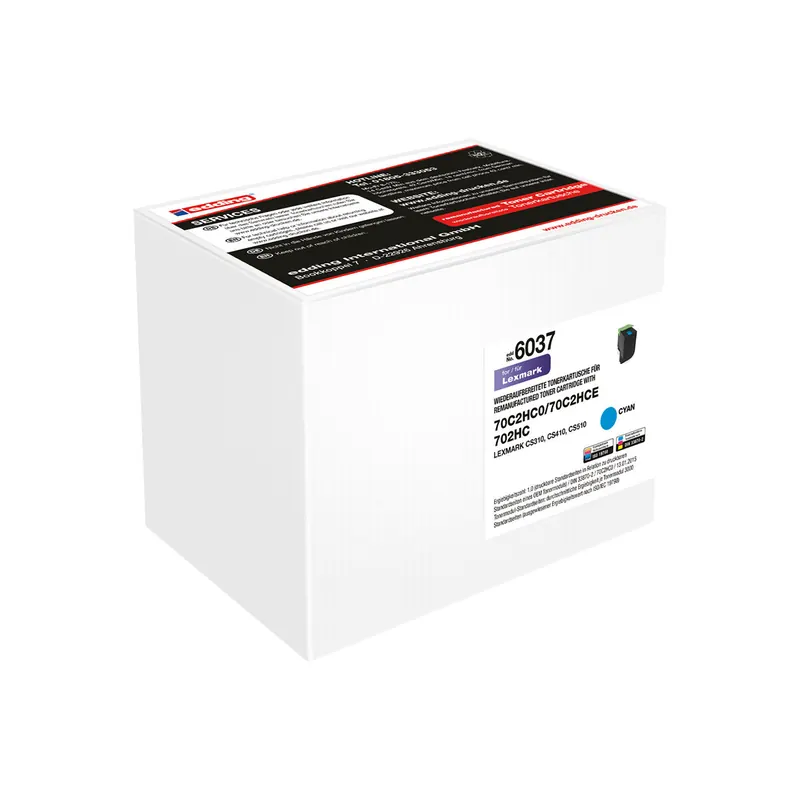 Toner edding ersetzt Lexmark 6037-EDD - cyan 70C2HC0/702CK ca. 3.000 Seiten