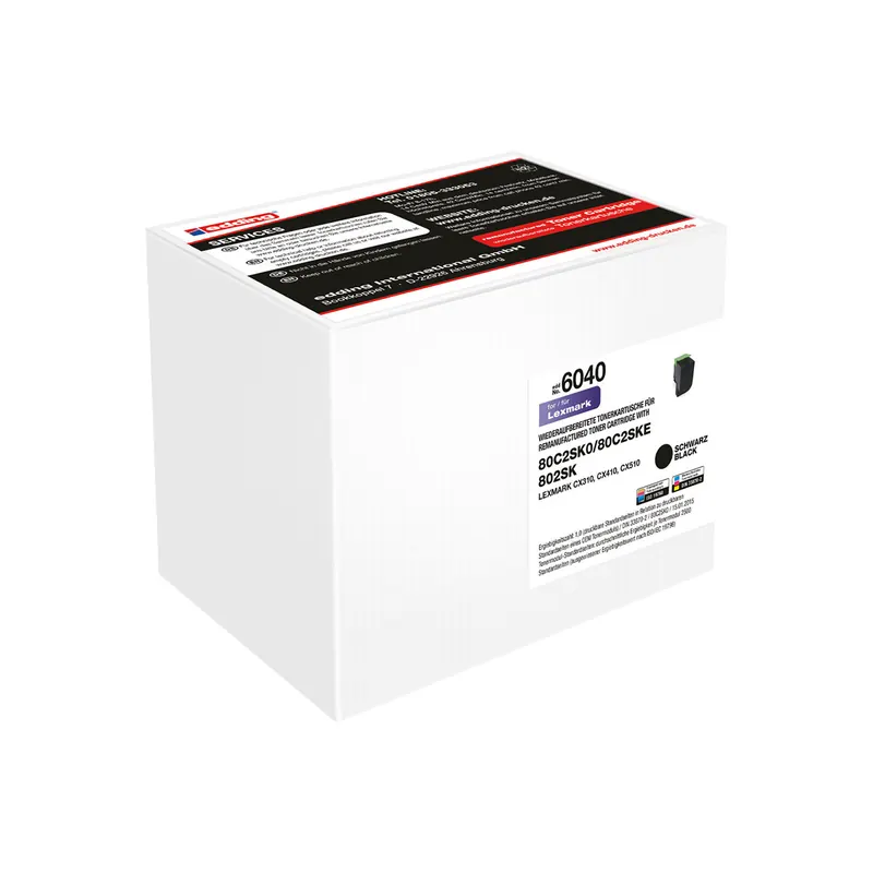 Toner edding ersetzt Lexmark 6040-EDD - schwarz 80C2SK0/802SK ca. 2.500 Seiten