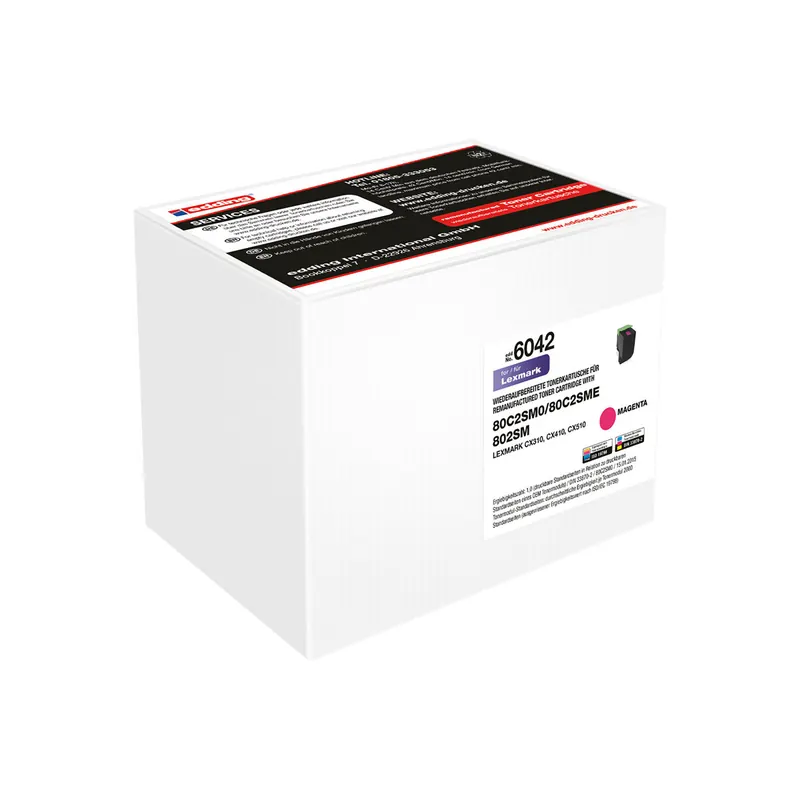 Toner edding ersetzt Lexmark 6042-EDD - magenta 80C2SM0/802SM ca. 2.000 Seiten