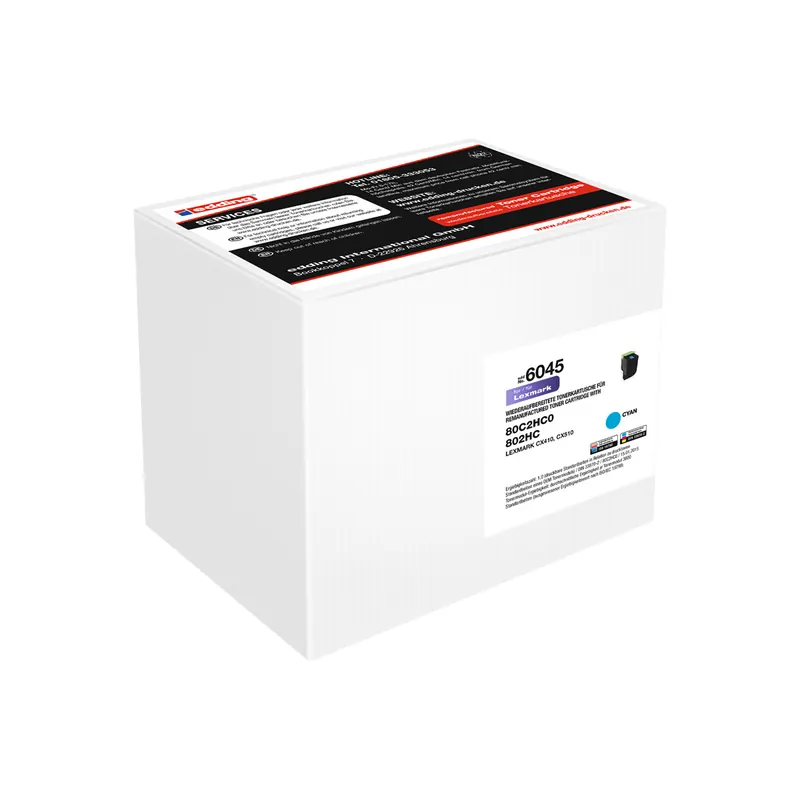 Toner edding ersetzt Lexmark 6045-EDD - cyan 80C2HC0/802HC ca. 3.000 Seiten