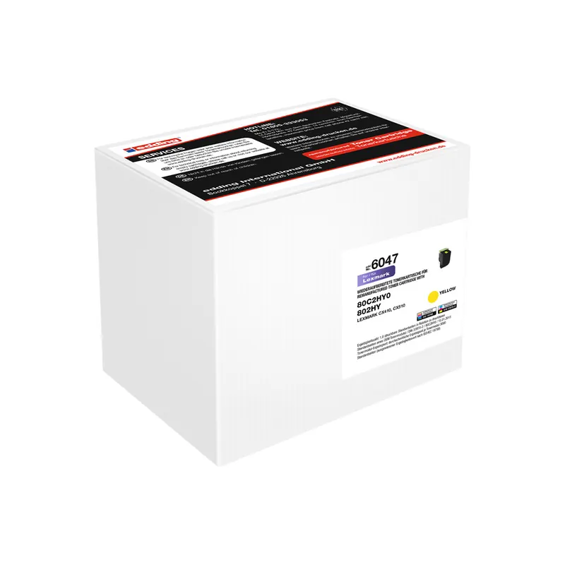 Toner edding ersetzt Lexmark 6047-EDD - gelb 80C2HY0/802HY ca. 3.000 Seiten