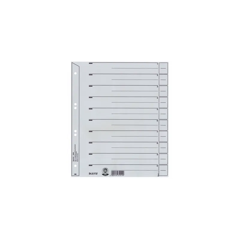 Trennblatt Leitz 1650 - A4 Maxi 240 x 300 mm grau Kraftkarton 200 g/m²  Pckg/100