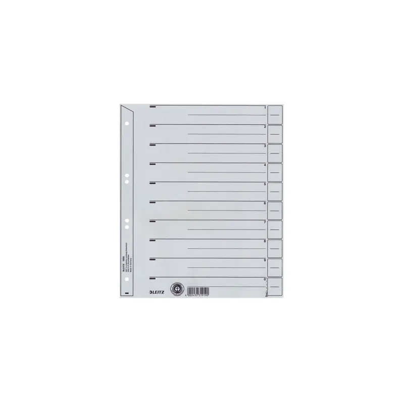 Trennblatt Leitz 1650 - A4 Maxi 240 x 300 mm grau Kraftkarton 200 g/m² Pckg/25