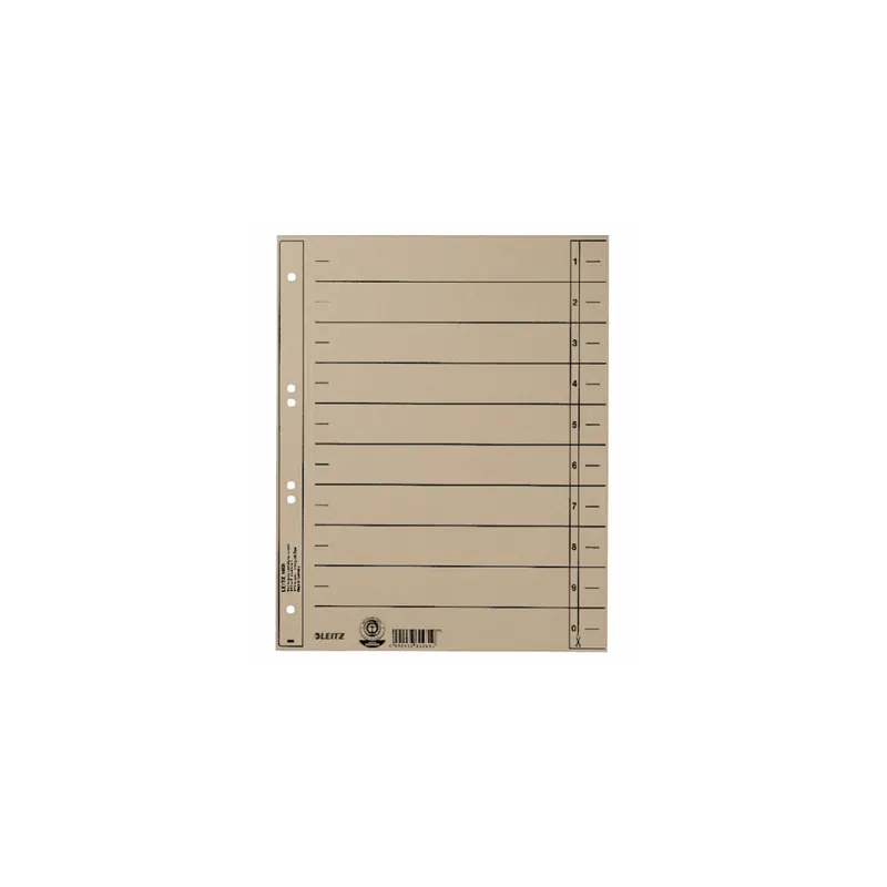 Trennblatt Leitz 1658 - A4 Maxi 240 x 300 mm grau Manilakarton 230 g/m²  Pckg/100
