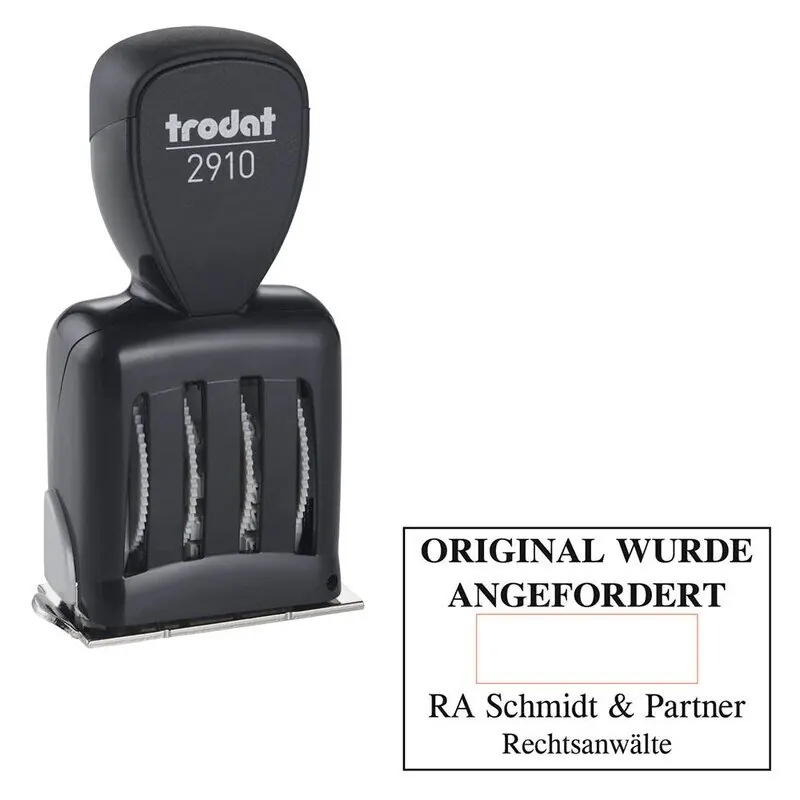 trodat Datumstempel mit Text individualisierbar Classic 2910 P05 ohne Logo, 1 St. - Nachträglich per Gutschein personalisieren