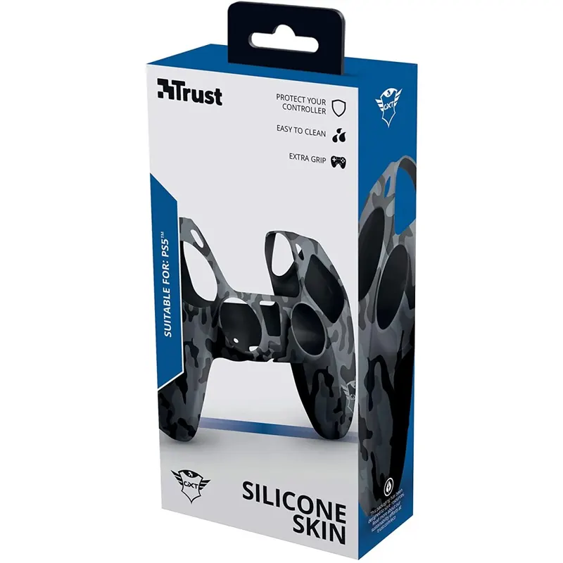 Trust Gaming GXT 748 Controller Hülle für DualSense, PS5, Playstation 5, Silikon Hülle, Schutzhülle, Silikon Case, Anti-Rutsch - Schwarz