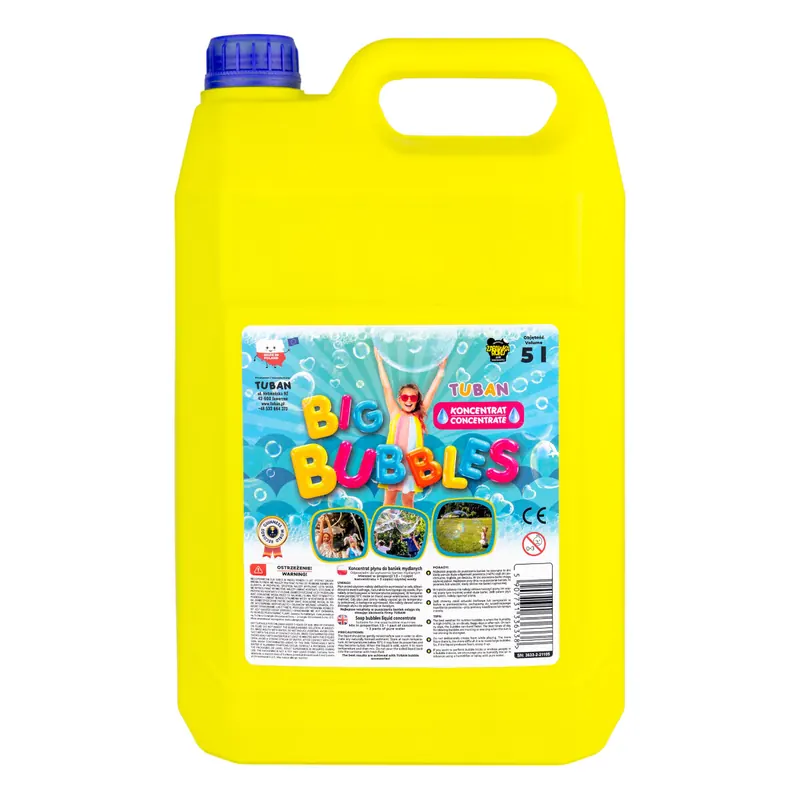Tuban – Bubbles – Seifenblasenflüssigkeit - Konzentrat – 5 Liter-Kanister – Seifenblasen – Blasen – Concentrate – Für kleine und große Seifenblasen