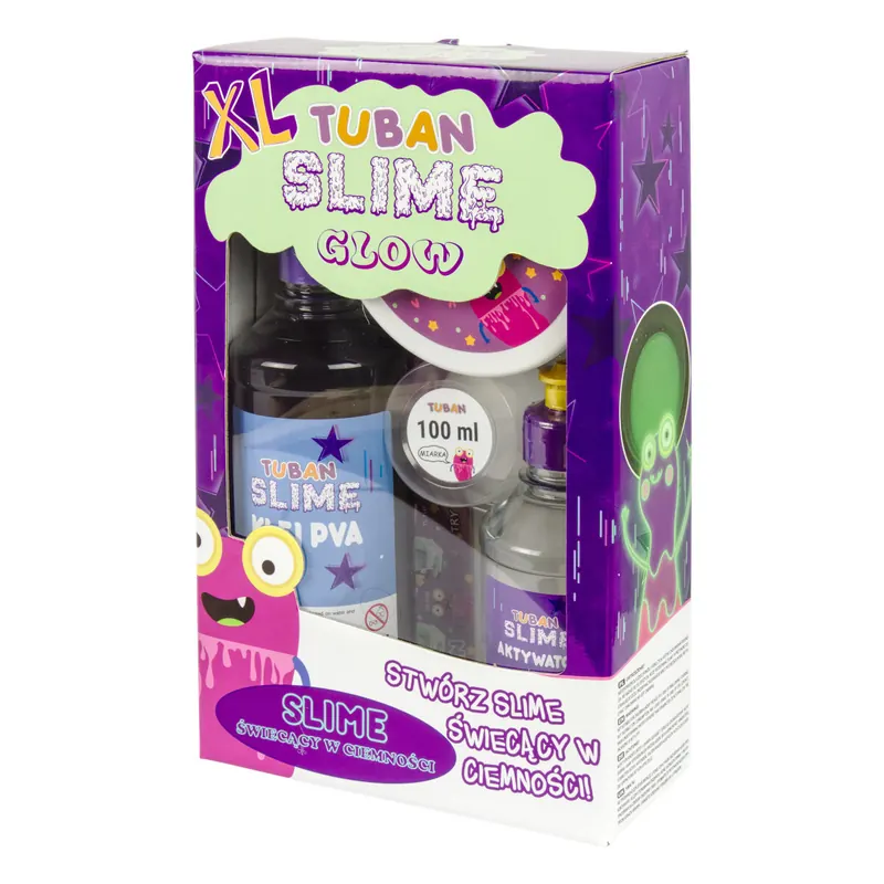 Tuban Schleim DIY-Kit XL + 500 ml lila PVA-Kleber - leuchtet in der Dunkelheit