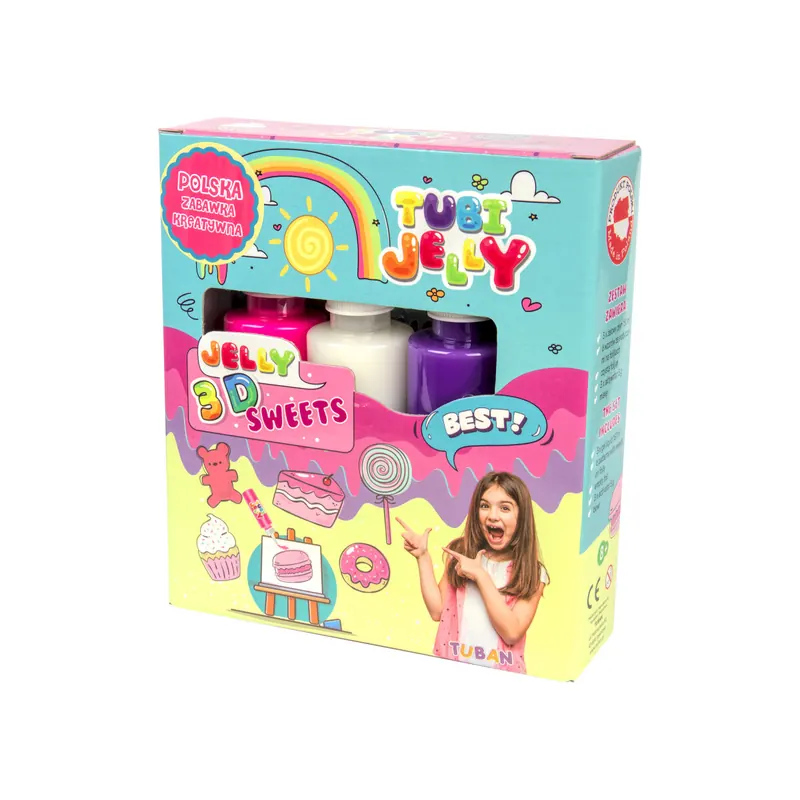 Tubi Jelly Set mit 3 verschiedenen Farben "150 ml" + einer kleinen Schüssel  – 3D Süßwaren