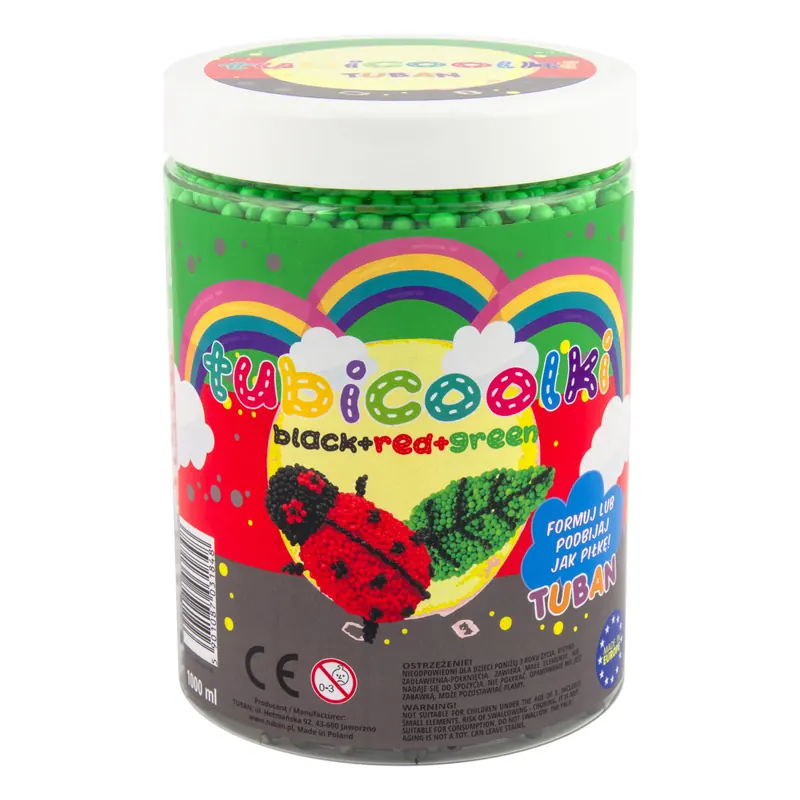 Tubicoolki  – 1L – Drei Farben – Kunststoff – Kunststoffperlen – formbar – Marienkäfer