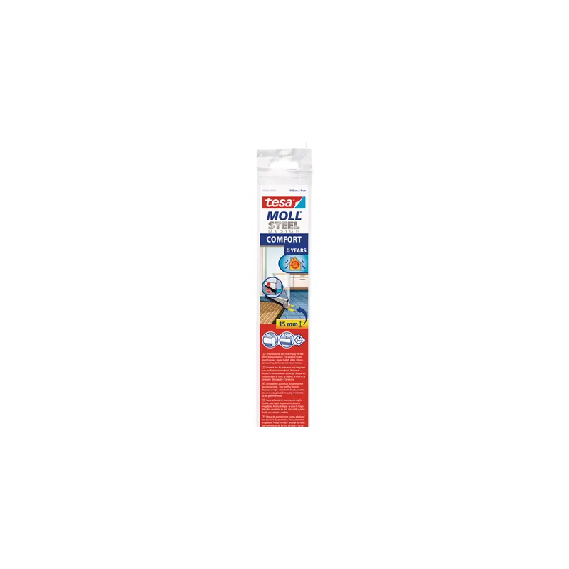 Türdichtschiene tesa tesamoll Comfort 5405 - 1 m x 40 mm Edelstahl selbstklebend für 15 mm Spalten unebene Böden
