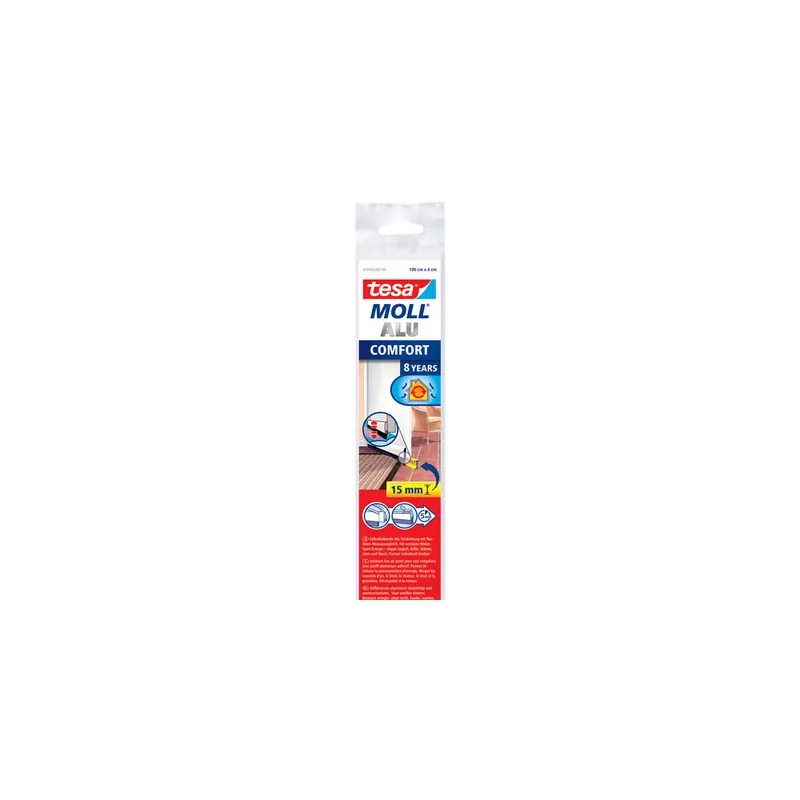 Türdichtschiene tesa tesamoll Comfort 5405 - 1 m x 40 mm weiß selbstklebend für 15 mm Spalten unebene Böden