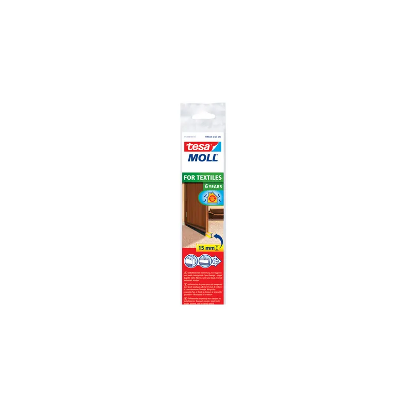 Türdichtschiene tesa tesamoll Standard 5403 - 1 m x 43 mm braun selbstklebend für 15 mm Spalten Textilböden