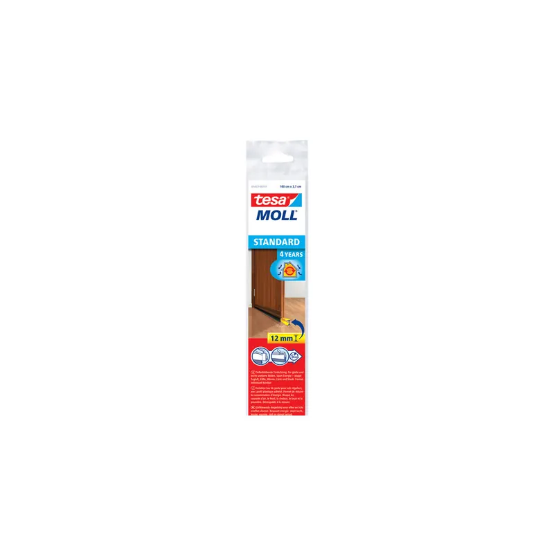 Türdichtschiene tesa tesamoll Standard 5433 - 1 m x 37 mm braun selbstklebend für 12 mm Spalten glatte Böden