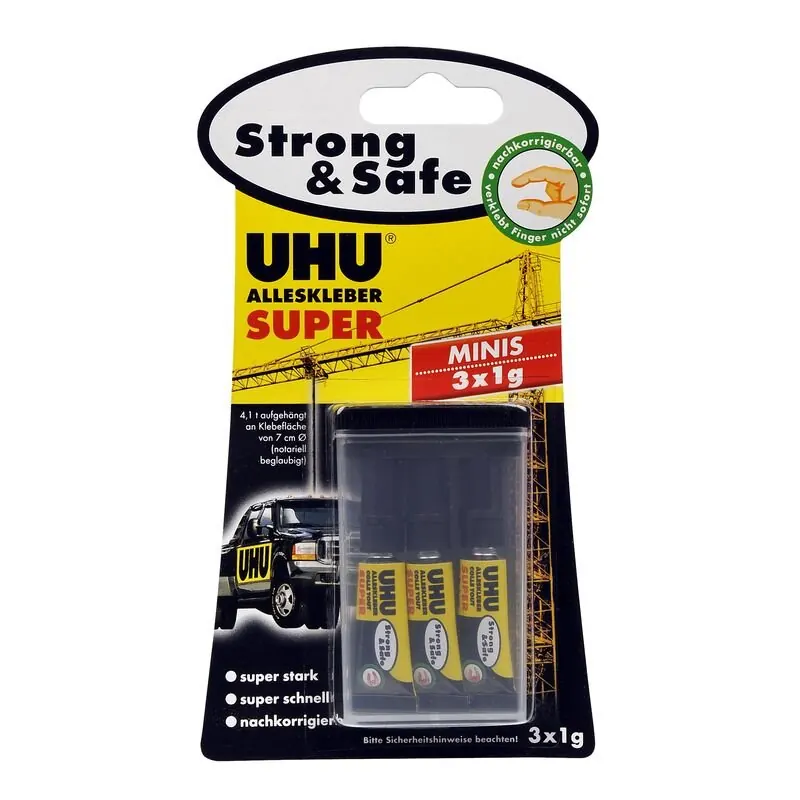 UHU ALLESKLEBER SUPER Strong & Safe MINIS 3x1g