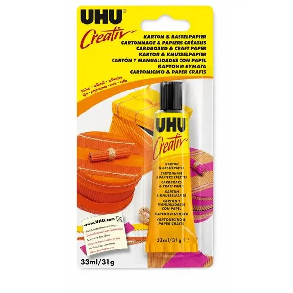 UHU Creativ' - Spezialkleber für Karton & Bastelpapier - Tube, Infokarte 33ml