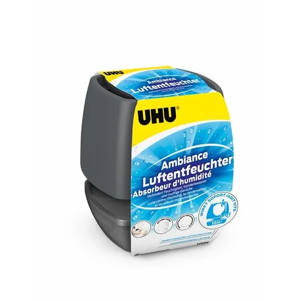 UHU Luftentfeuchter Ambiance, Bekämpft Feuchtigkeit und Schimmel in Wohnräumen von bis zu 10 m³, 100 g, anthrazit
