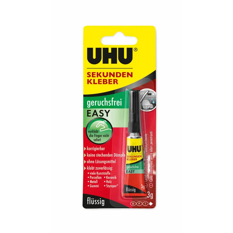UHU Sekundenkleber Alleskleber geruchsfrei easy flüssig 3g