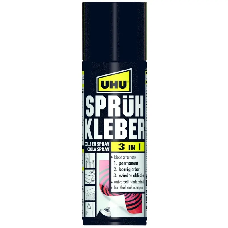 UHU Sprühkleber 3 in 1 Permanent - Korrigierbar - Wieder Ablösbar 200 ml