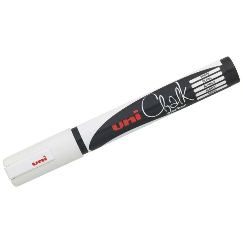 Uni - Chalk Kreidemarker Marker PWE-5MW 1,8-2,5 mm Rundspitze, Weiß