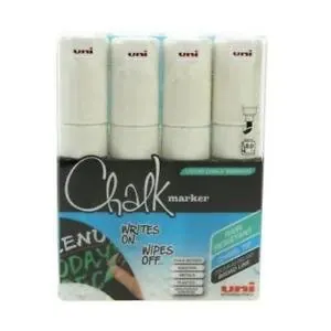 Uni - Chalk Kreidemarker Marker PWE-8K 1,8-2,5mm Rundspitze, 4Stück, Weiß