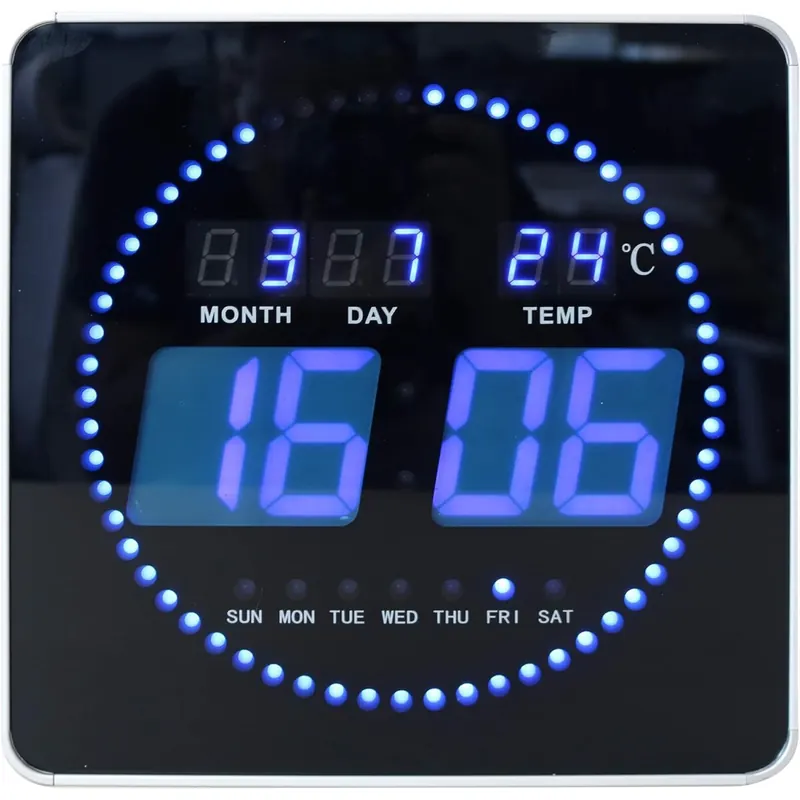 Unilux FLO LED Wanduhr, mit Datum und Temperatur, 28 x 28 cm
