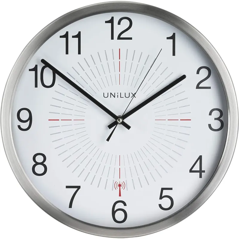 Unilux Funk-Wanduhr, 35,5cm, silbergrau