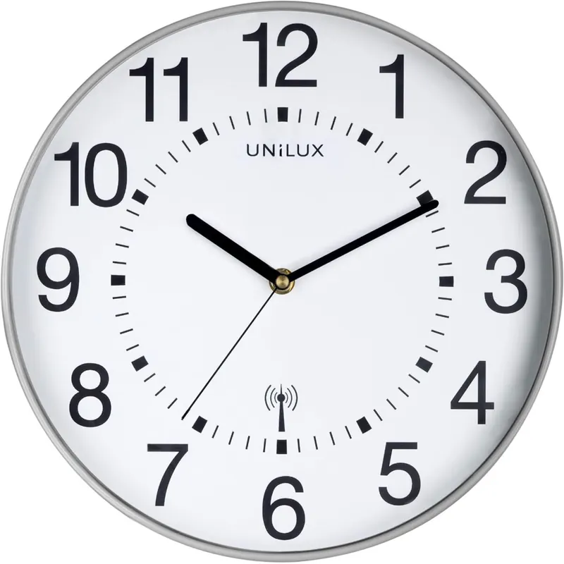 Unilux Funk-Wanduhr Maxi Wave, 30cm, silbergrau