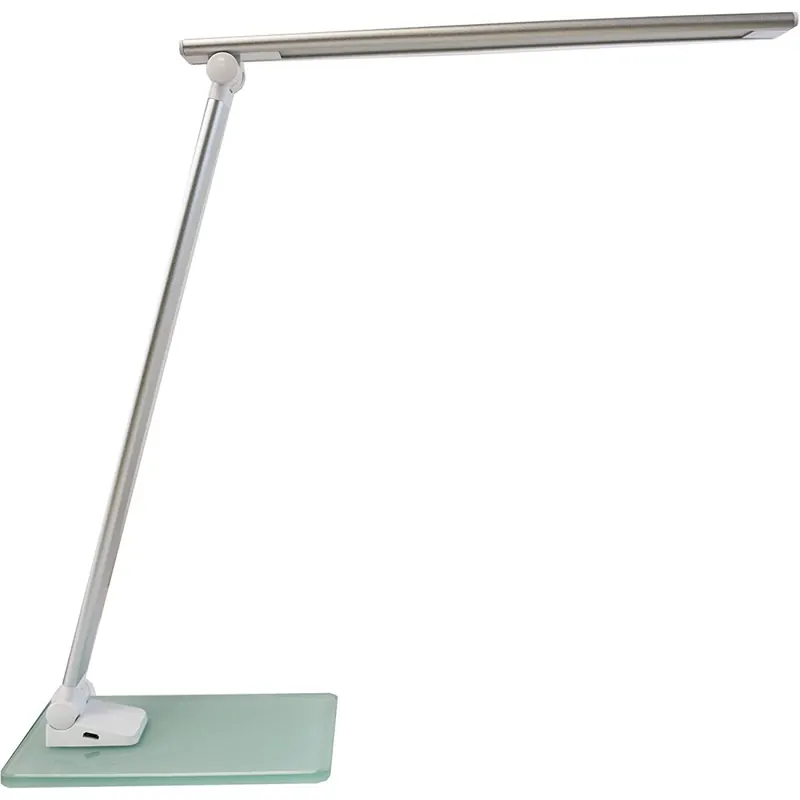 Unilux LED Schreibtischlampe Popy 6W Tischlampe mit Glassockel, dimmbar, USB-Anschluss für Büro, Smartphone Aufladung, weiß, 35 x 30 x 11cm [Energieklasse F]