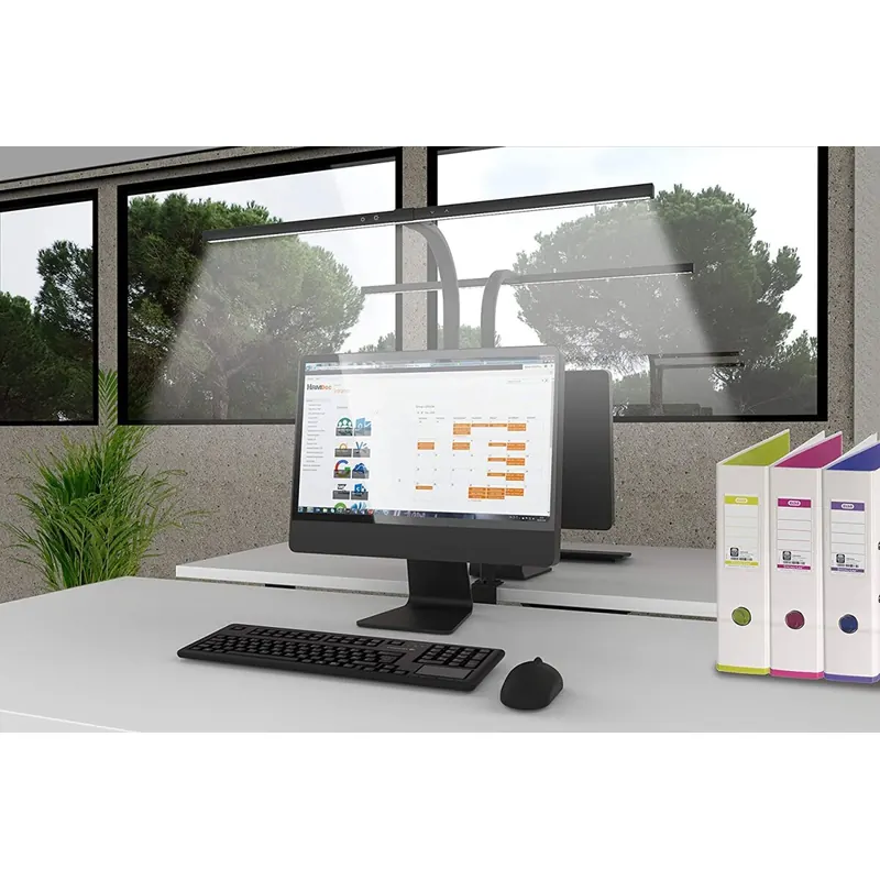Unilux LED Schreibtischlampe Strata zum Klemmen, schwarz, dimmbar, 80 cm breit, mit Lichtsensor, IP23, 700lm, 6400K, 12,7W [Energieklasse E]