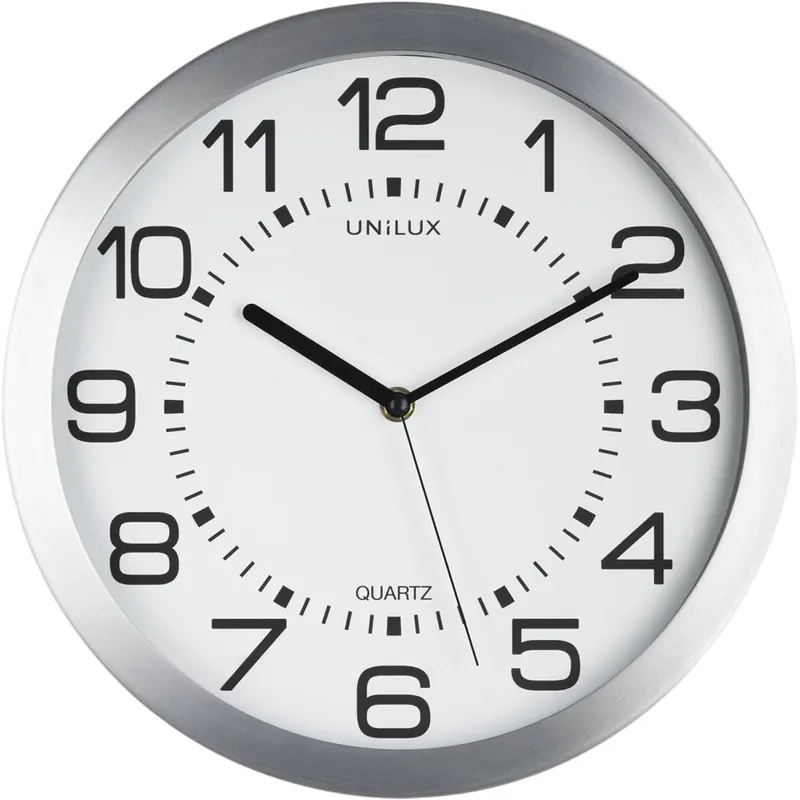 Unilux Wanduhr Moon mit Beleuchtung 35,5cm in metallgrau mit Ziffern-Licht